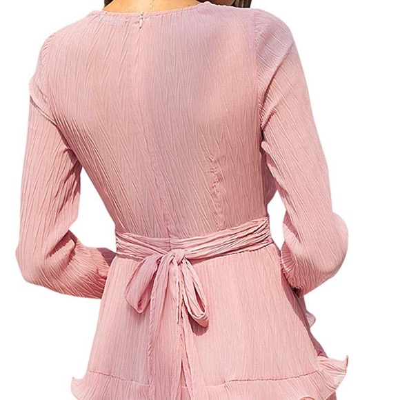 Pink Chiffon Ruffle Dress - Picture 3 of 6